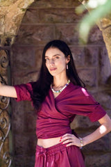 Funga Burgundy Wrap Top