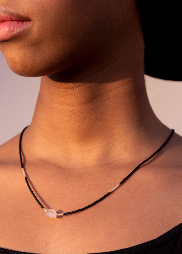 Nia Necklace - Rose Quartz
